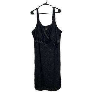 Lane Bryant Womens Plus 24 3XL Little Black Dress Tank Lace Tie Floral Nigh Out